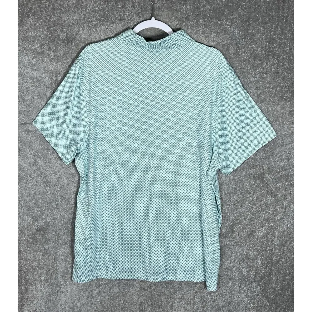 J Crew Performance Polo Shirt Mens Size‎ XXL Green Geometric Moisture Wicking